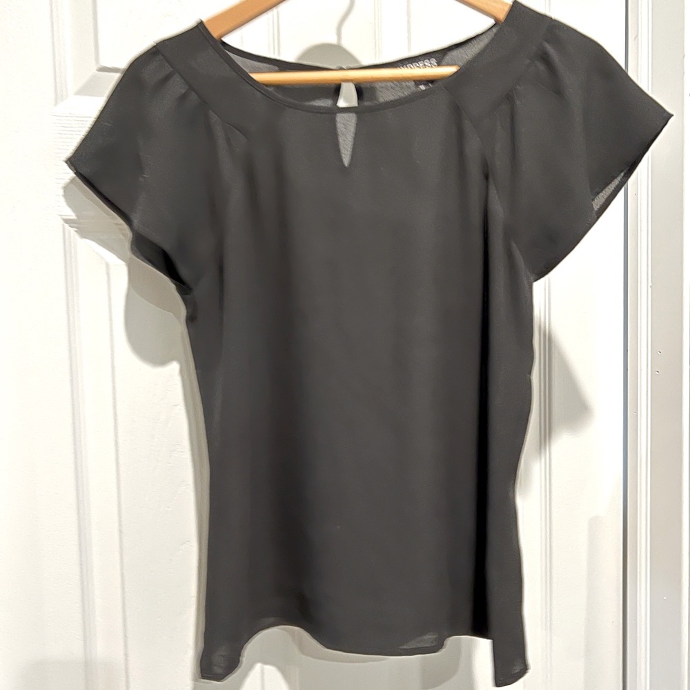 Express Black Flutter Sleeve Blouse Top